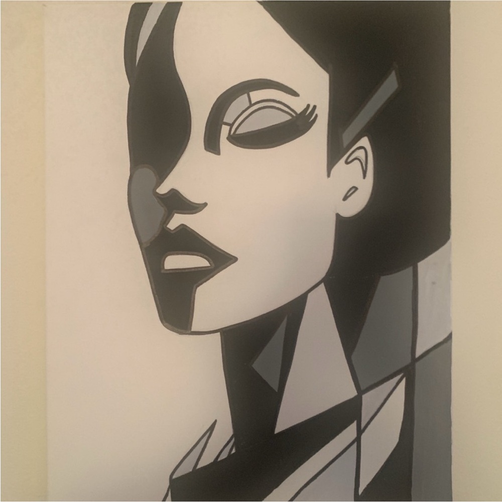 Monochrome Abstract Portrait Art (Angie) acrylic